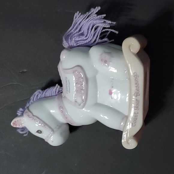 Vtg.Precious Moments Febuary Piggy Bank with Stopper. 4in.Wx5 3/4in.H.GUC. - Picture 3 of 9